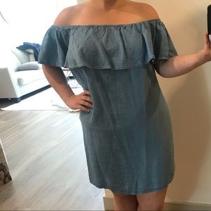 Off the shoulder jean dress